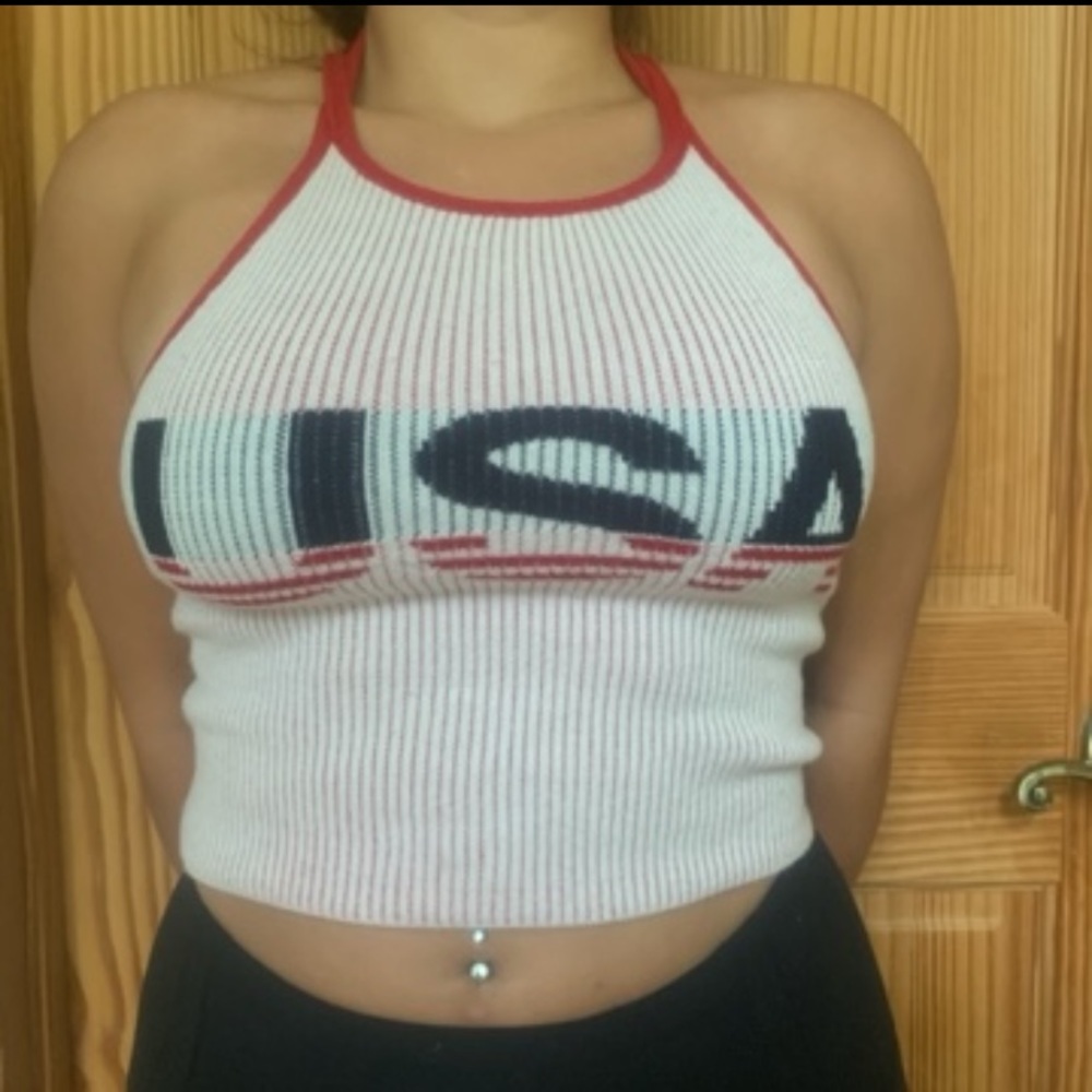 Hollister USA logo halter tank top with built in bra size XS